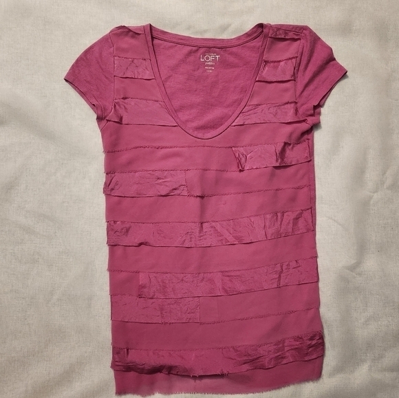 ANN Taylor LOFT Pink Blouse Petite size xxsp - Picture 8 of 8